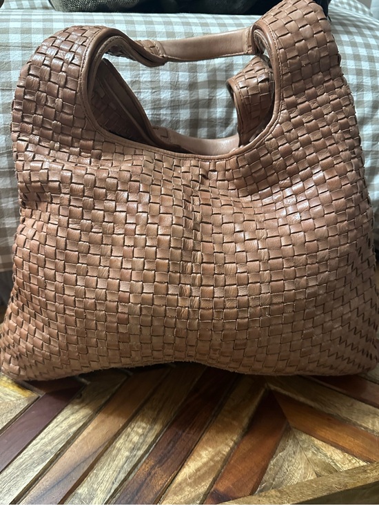 Unbranded Handbags - Woven Shoulder Hobo Bag in Tan Genuine Leather